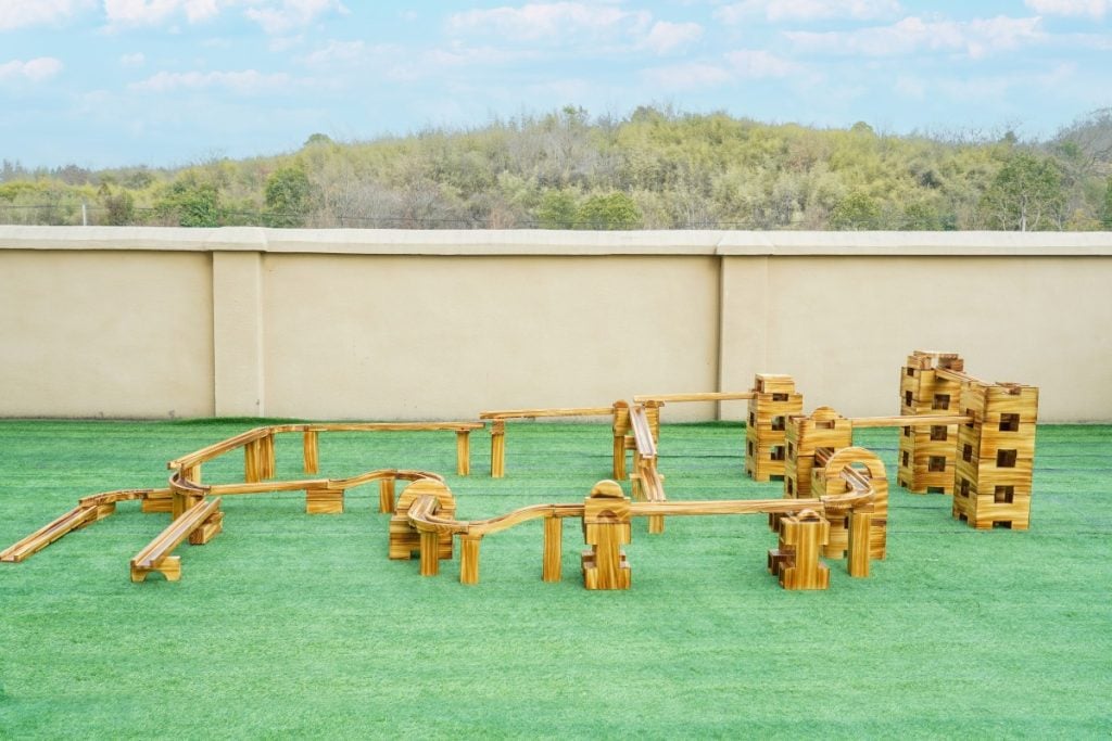 132-Piece Outdoor Wooden Track Building Block Set