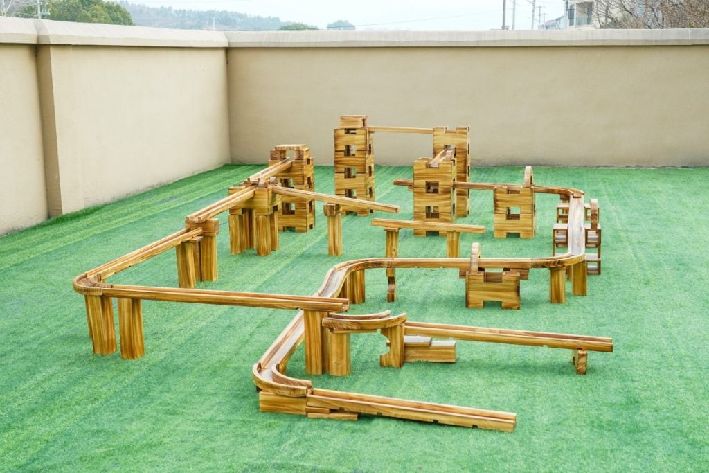 132-Piece Outdoor Wooden Track Building Block Set