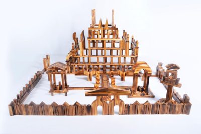 528-piece medium outdoor wooden building blocks with 27 shapes for preschool construction play