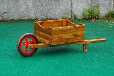 children's wooden wheelbarrow for sand play made from ACQ-treated Finnish pine