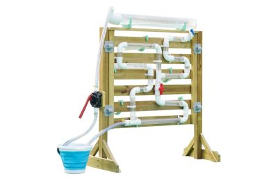 multifunction outdoor water play wall with Finnish pine frame and PVC water pipes
