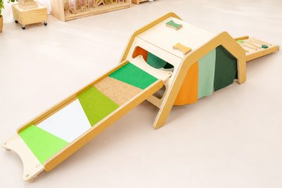 Sensory Ramp and Adventure Tunnel Set with tactile climbing ramp, obstacle ramp and crawl-through tunnel