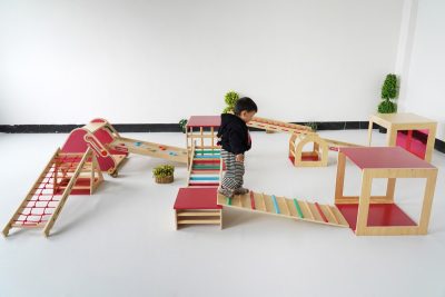 Toddler Gross Motor Climbing System Explorer Set with modular climbing cubes ramps and ladders