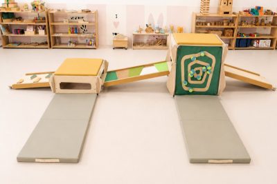 Toddler sensory climbing system Basic Set with slide, sensory ladder, climbing panels, activity boxes and soft mats