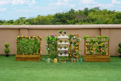 15 piece school garden planter set with trellis planters vertical garden watering cans and gardening tools