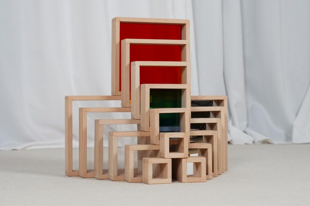 18-Piece Rainbow, Mirror & Transparent Sensory Stacking Blocks Set
