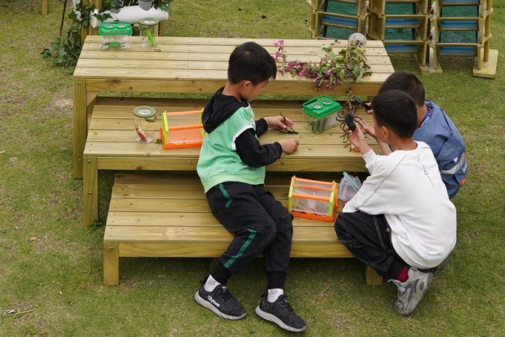 3-Piece Wooden Kids Outdoor Garden Bench Set