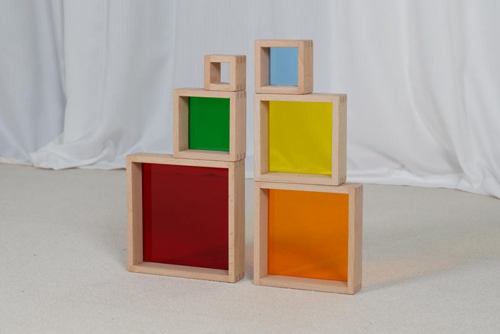 6-Piece Wooden Rainbow Stacking Pyramid