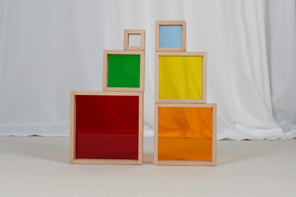 6-Piece Wooden Rainbow Stacking Pyramid