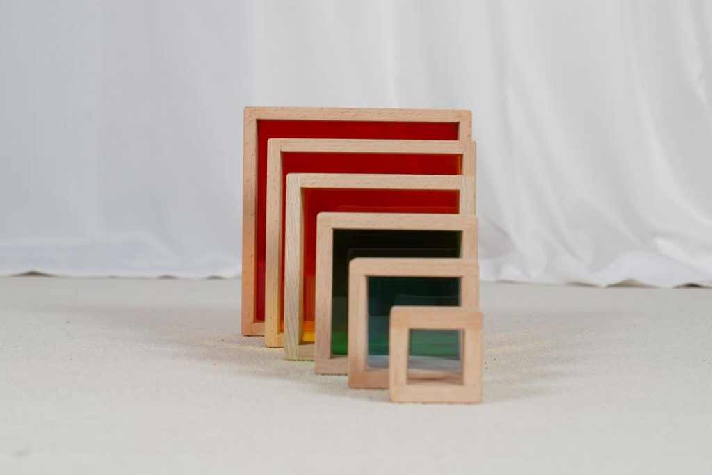 6-Piece Wooden Rainbow Stacking Pyramid
