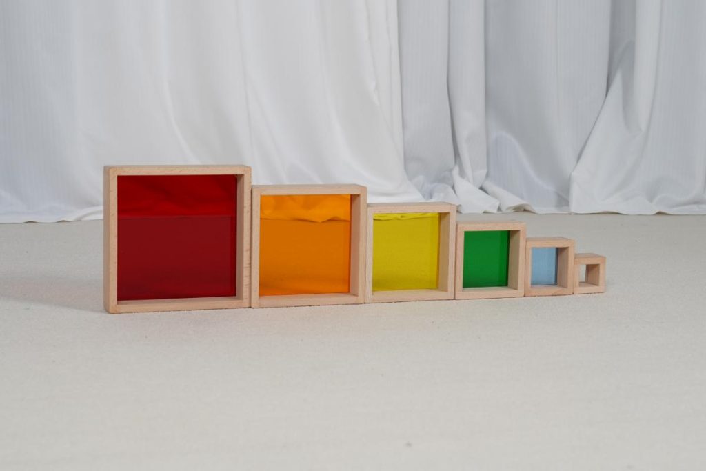 6-Piece Wooden Rainbow Stacking Pyramid
