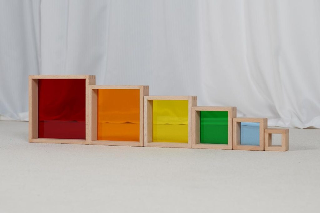 6-Piece Wooden Rainbow Stacking Pyramid