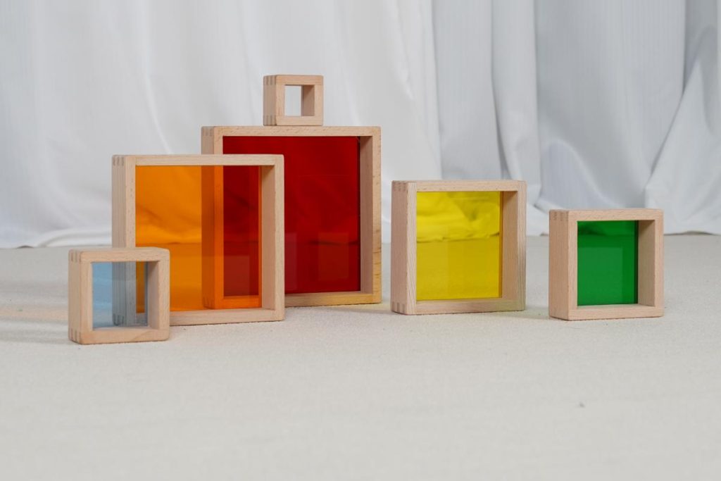 6-Piece Wooden Rainbow Stacking Pyramid
