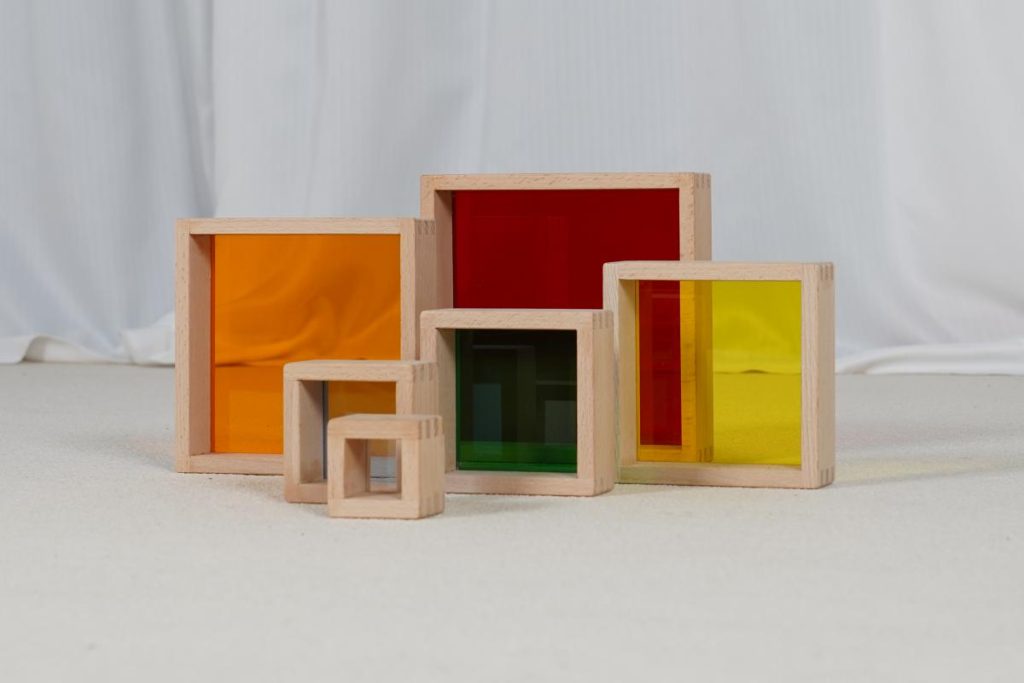 6-Piece Wooden Rainbow Stacking Pyramid