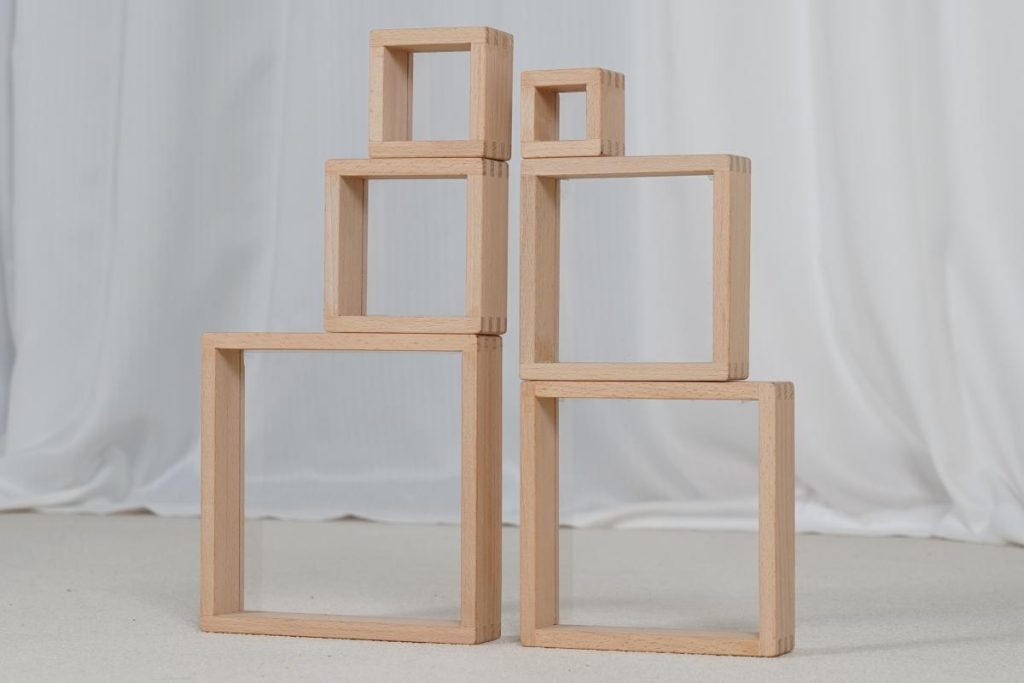 6-Piece Wooden Transparent Stacking Tower