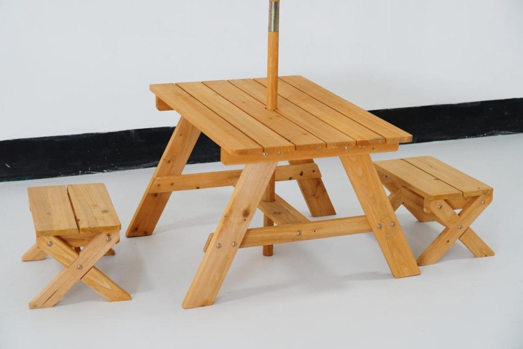Kids Outdoor Picnic Table with Umbrella