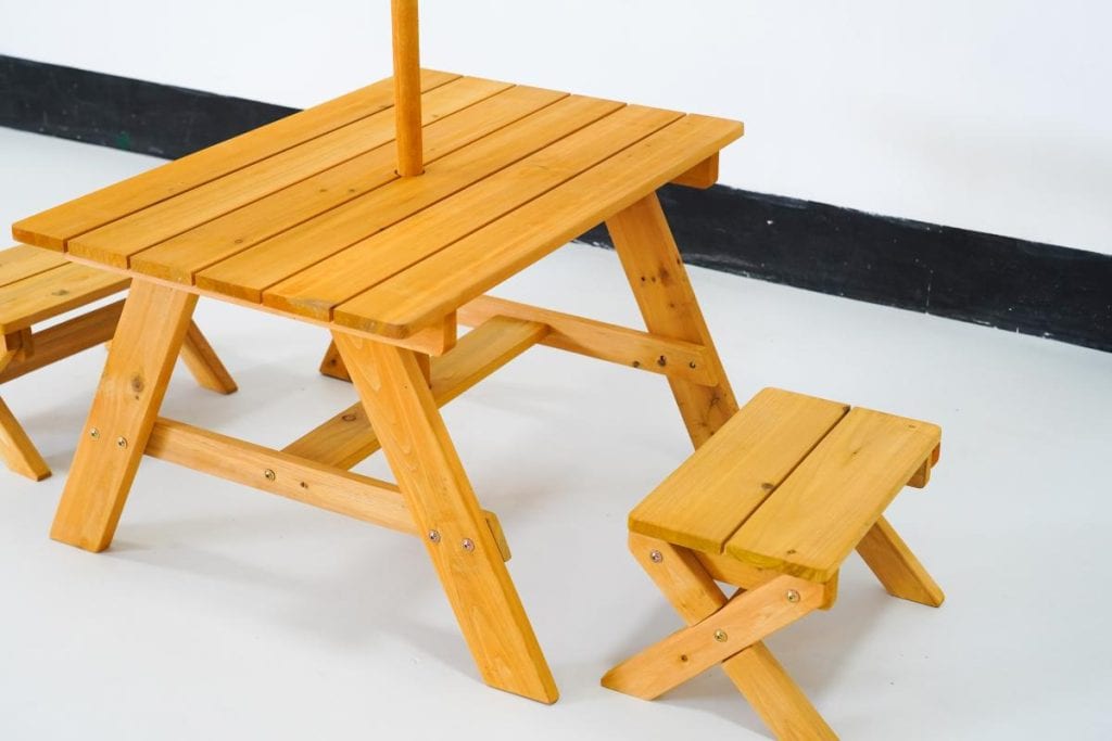 Kids Outdoor Picnic Table with Umbrella