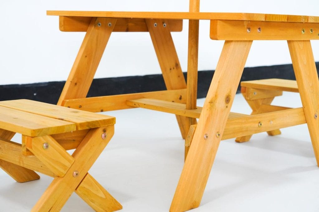 Kids Outdoor Picnic Table with Umbrella