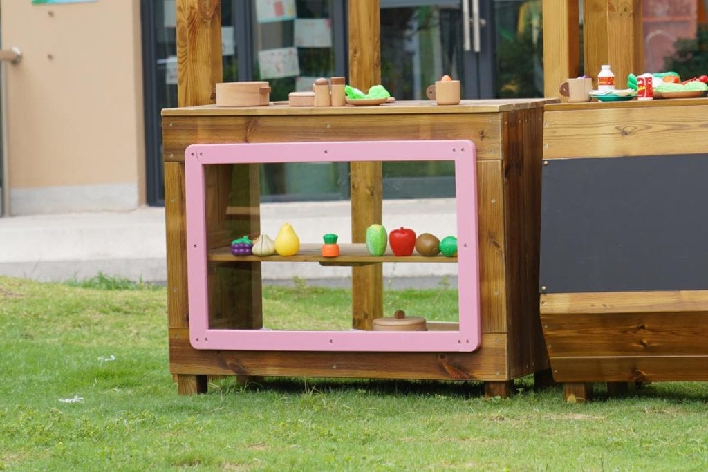 Low Wooden Dramatic Play Display Shelf