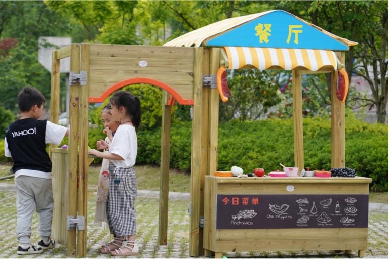 Pretend Play Activities for Preschoolers: 12 Fun Ideas 7 complete preschool outdoor food role play area with restaurant playset and kitchen equipment